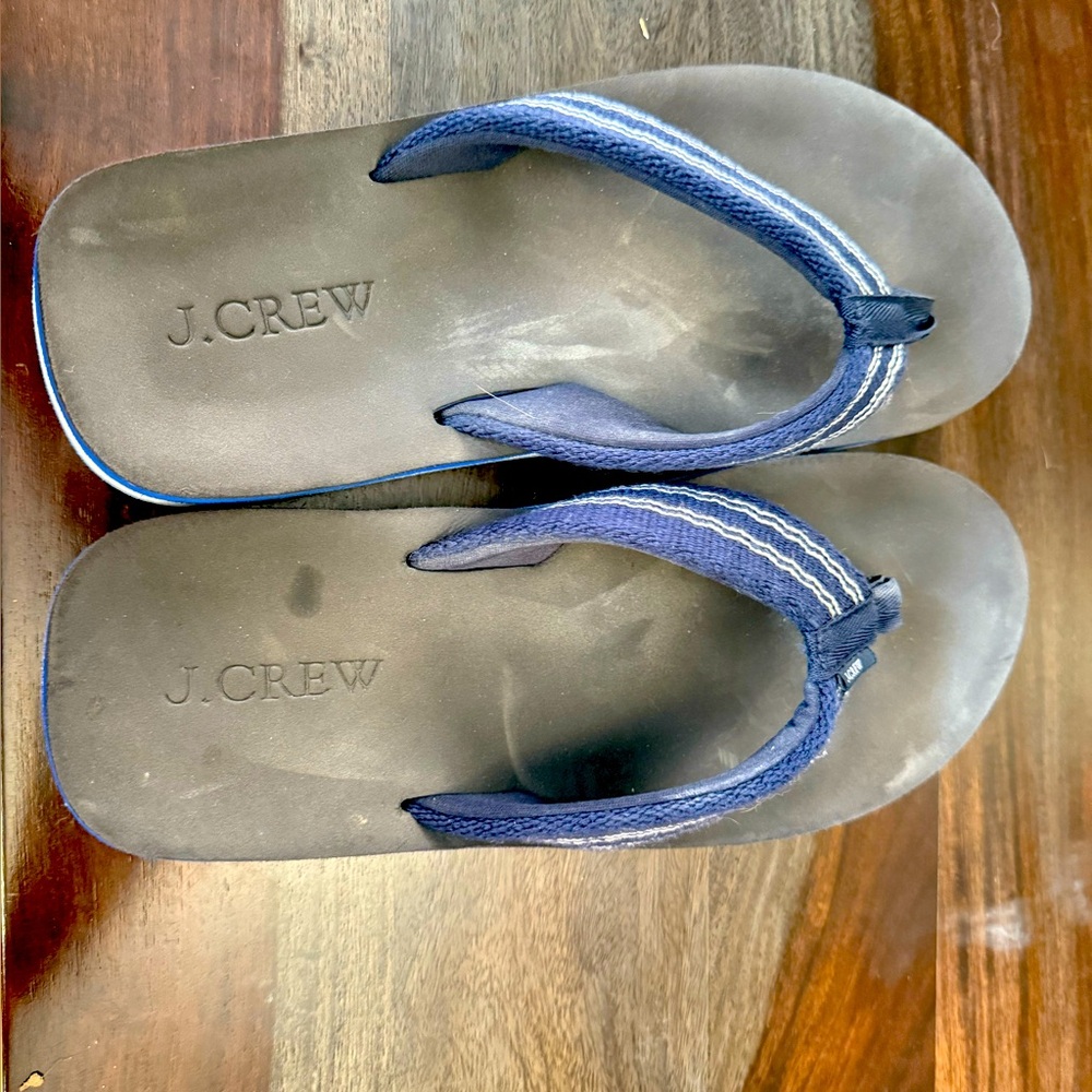 J. Crew Navy and Black Flip Flops